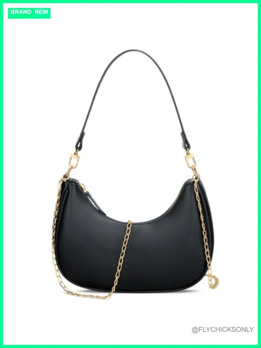 Faux Leather Small Shoulder Bag Mini Hobo Handbag Detachable Chain